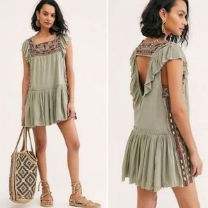 Free People Day Glow Mini Dress Green XS